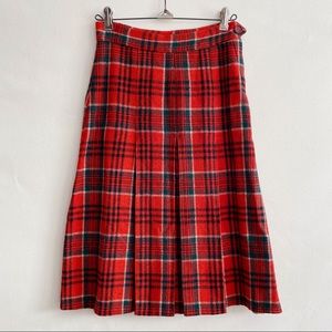 Vintage Red and Black Plaid Midi Skirt